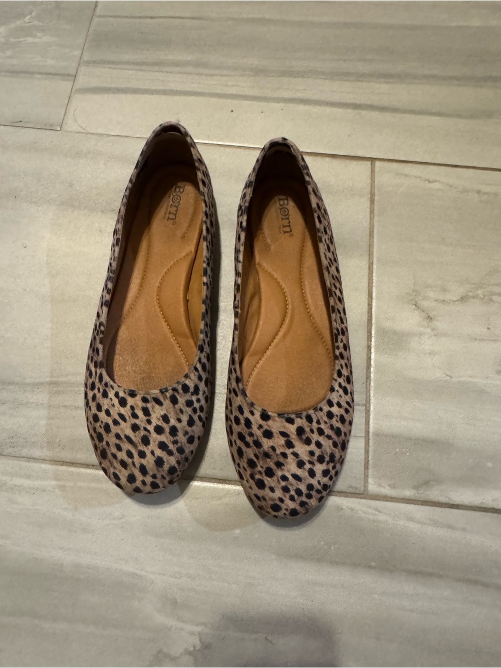Born Leopard Print Ballet Flats in Tan and Black